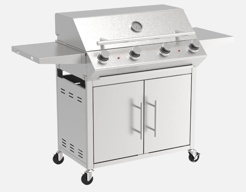 Outdoor Camping Stainless Steel 4 Burner Barbecue Gas Cabinet Grill