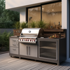 Outdoor Kitchen Stainless Steel 7 Burners BBQ Charcoal Grill with Cabinet